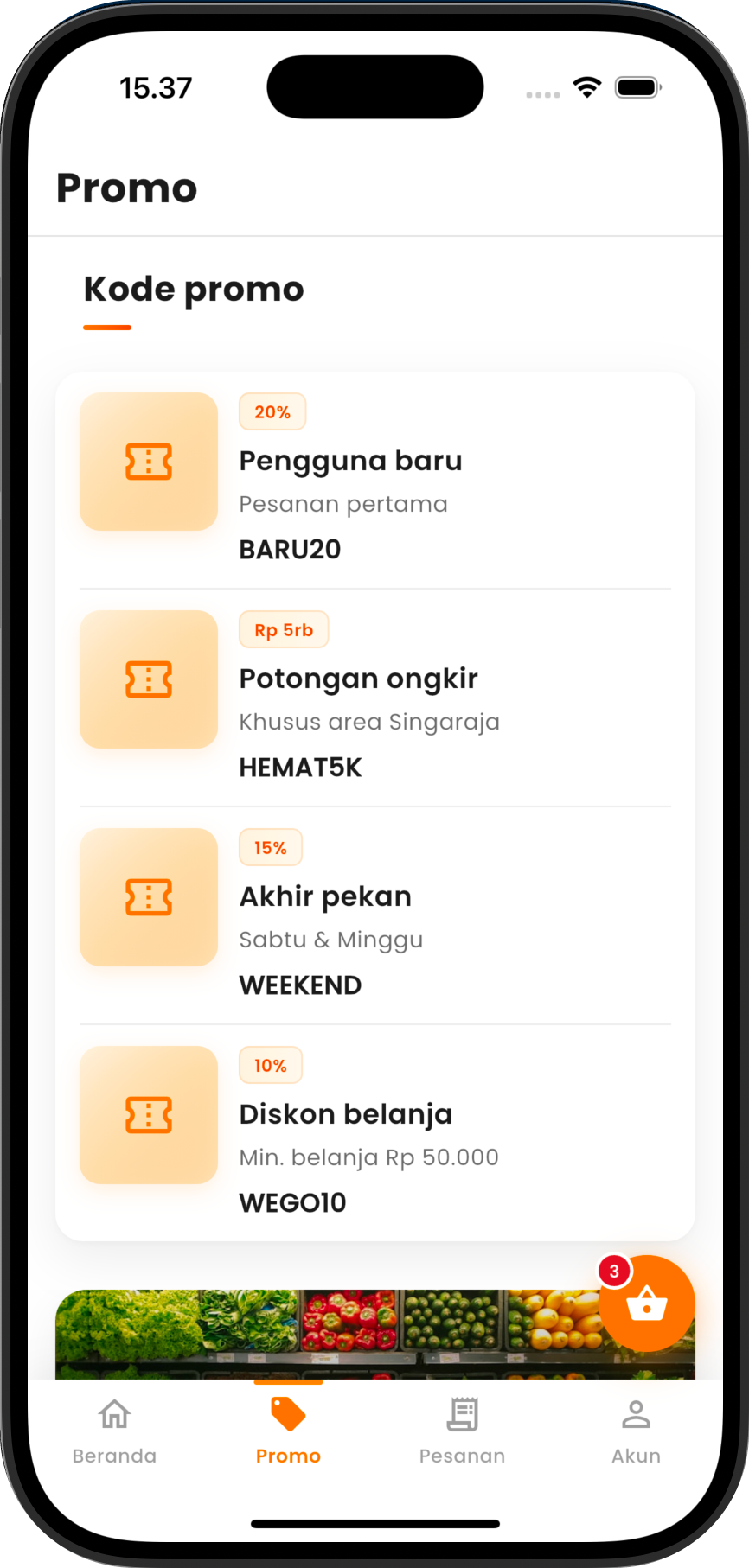 Promo dan kode voucher di Melije